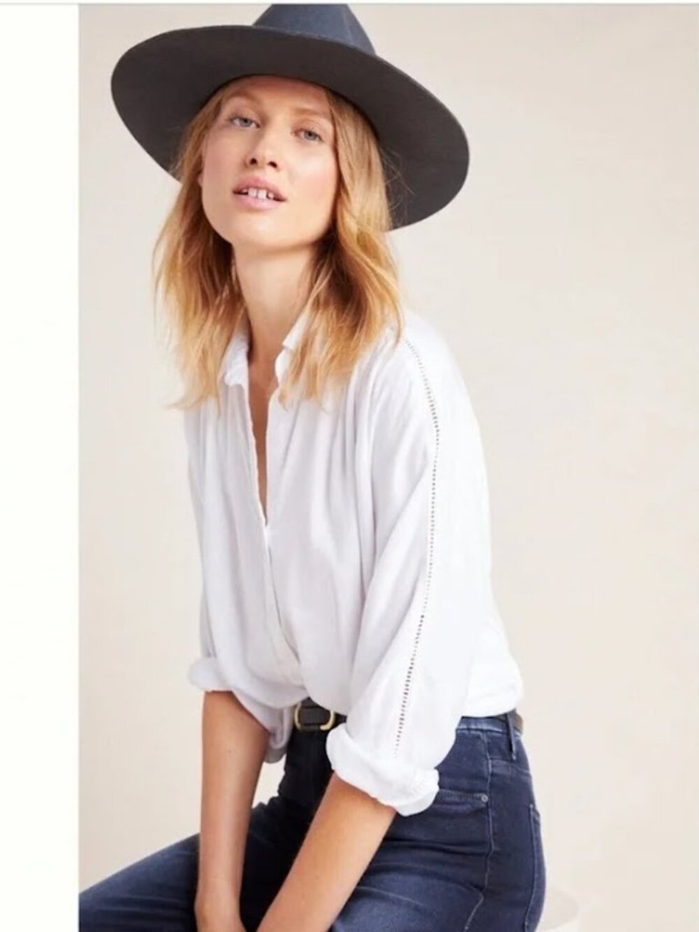 Cloth & Stone by Anthropologie Landry White Button Down Top Blouse  S